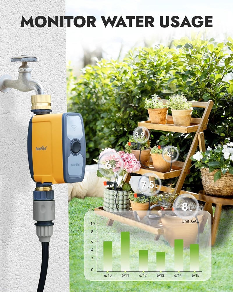 RAINPOINT WiFi Water Timer, Smart Sprinkler System Valve With APP & Voice Control, Weather-Based Automatic Rain Delay, Brass Inlet & Outlet (No WiFi Hub) - Image 4